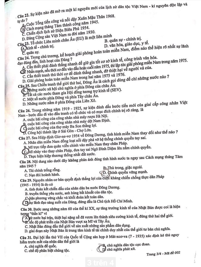 Đáp án đề thi vào lớp 10 môn Lịch sử năm 2019 ở Hà Nội, mã đề 002 - Ảnh 3. Đáp án đề thi vào lớp 10 môn Lịch sử năm 2019 ở Hà Nội, mã đề 002 - Ảnh 3.