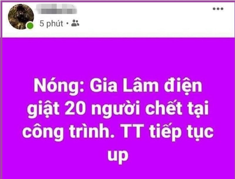 Tung tin 20 người điện giật, thanh niên bị công an triệu tập - Ảnh 1. Tung tin 20 người điện giật, thanh niên bị công an triệu tập - Ảnh 1.