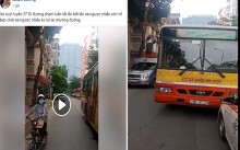 Xôn xao clip xe buýt lấn làn, quyết không nhường đường taxi trên phố Hà Nội