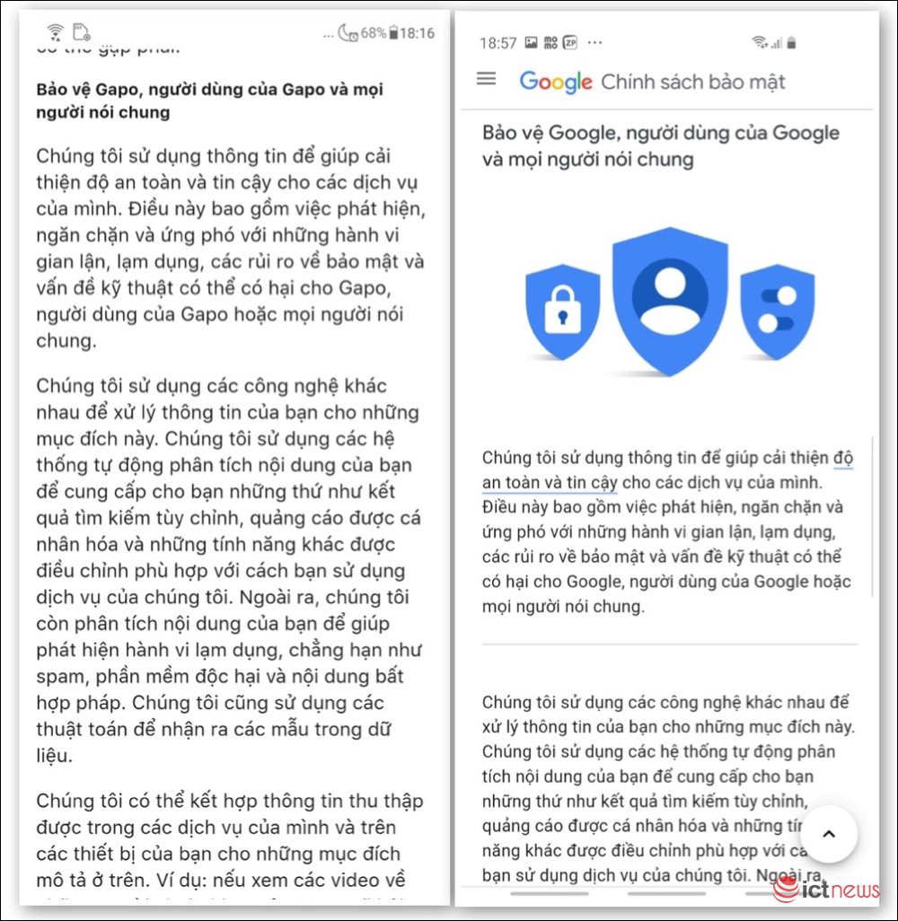 Nghi vấn mạng xã hội Gapo sao chép chính sách bảo mật của Google không sai một chữ - Ảnh 2.