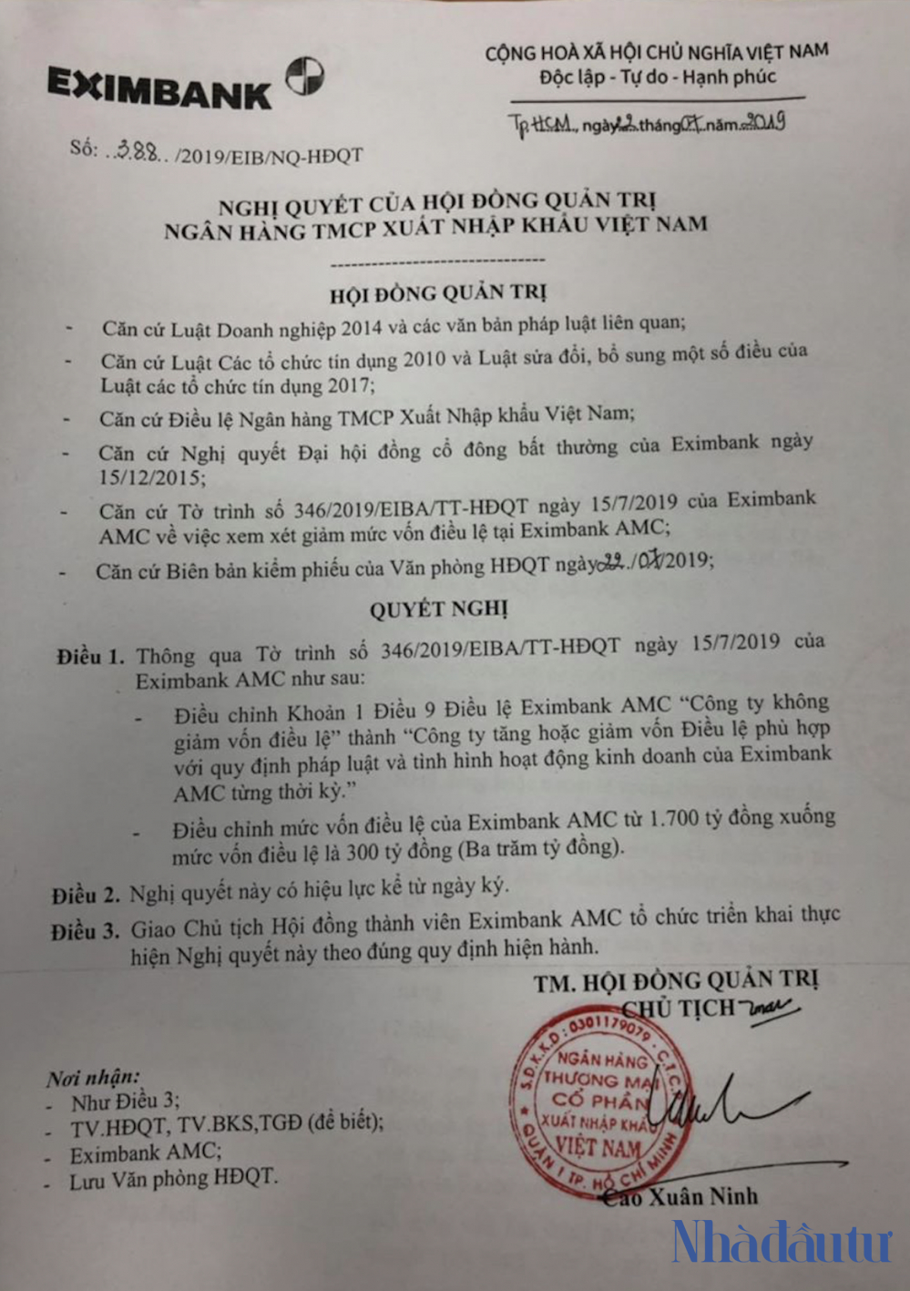 Ông Cao Xuân Ninh trở lại ghế Chủ tịch Eximbank - Ảnh 4. Ông Cao Xuân Ninh trở lại ghế Chủ tịch Eximbank - Ảnh 4.