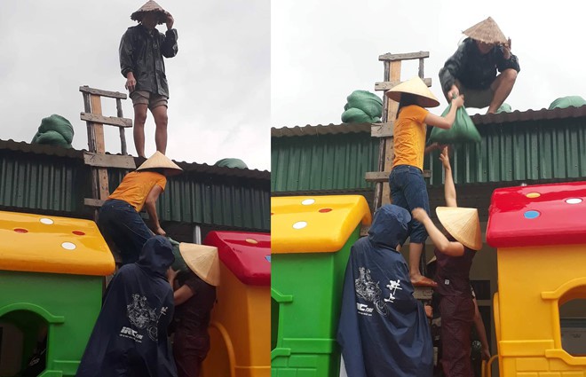 Cô giáo mầm non leo mái nhà gia cố lớp học tránh bão số 4 - Ảnh 2. Cô giáo mầm non leo mái nhà gia cố lớp học tránh bão số 4 - Ảnh 2.