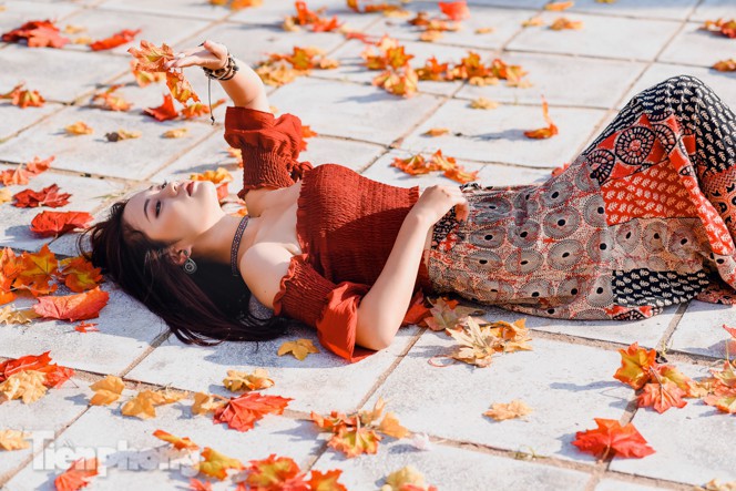Ngỡ ngàng với con đường phong lá đỏ ở Hà Nội - Ảnh 6.