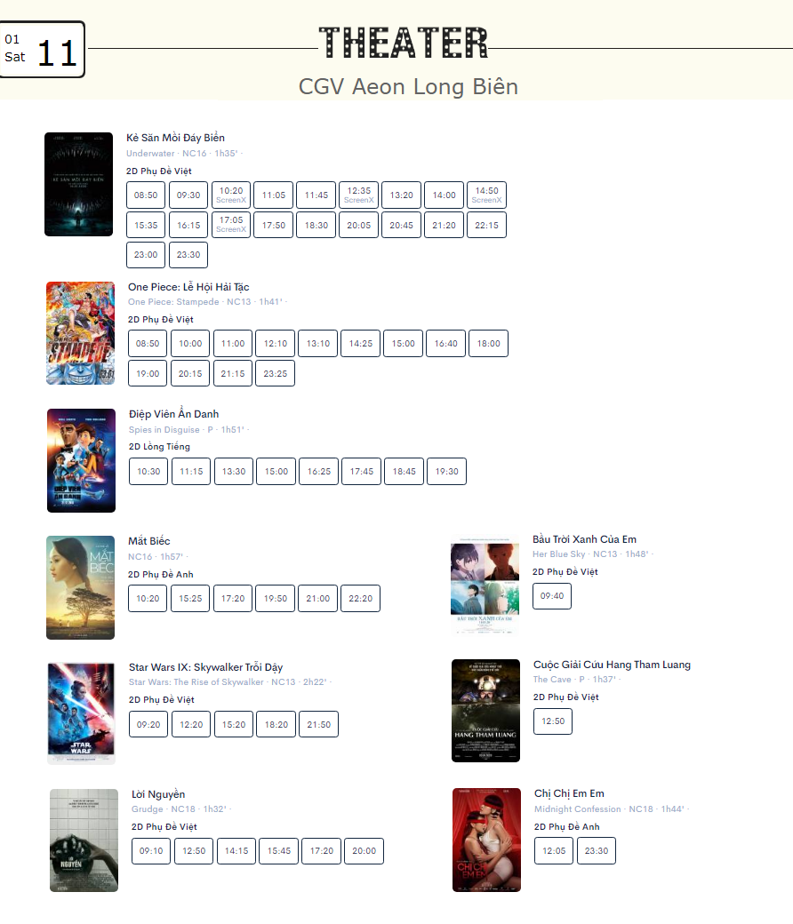 Lịch chiếu phim ngày mai (11/1) tại một số rạp CGV Hà Nội - Ảnh 4.