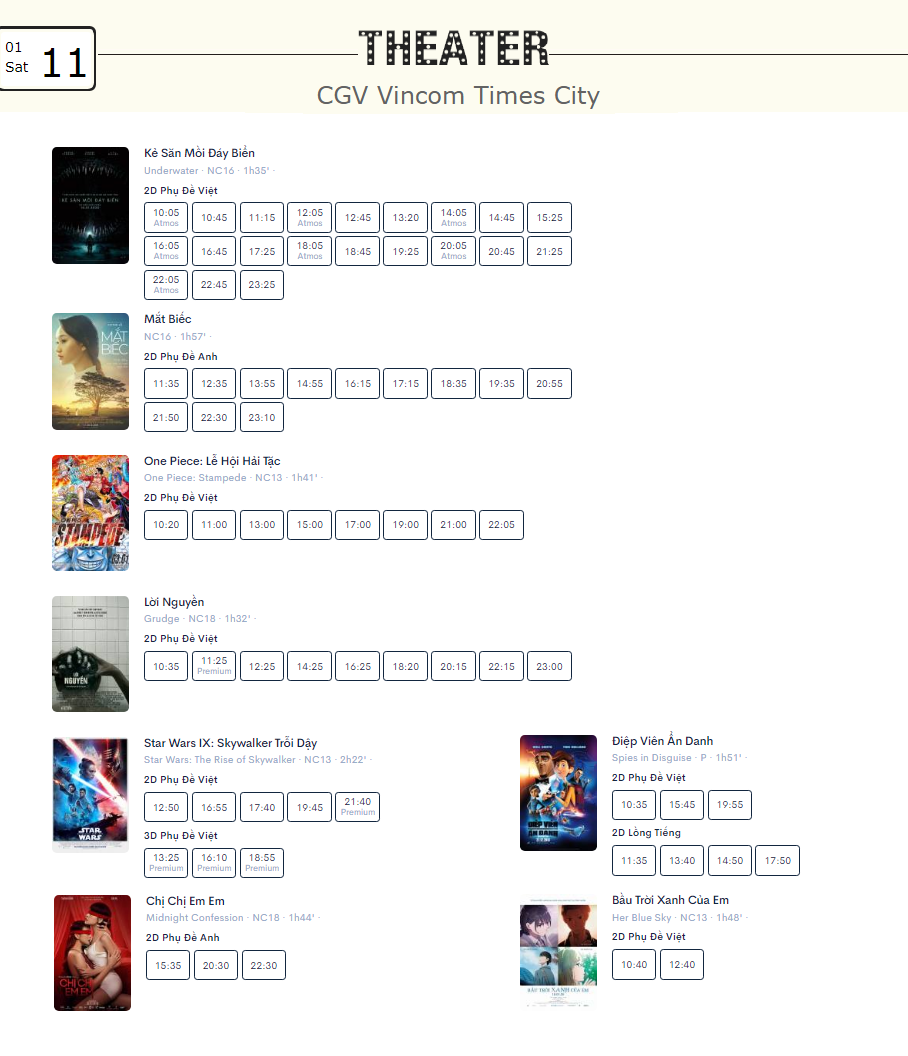 Lịch chiếu phim ngày mai (11/1) tại một số rạp CGV Hà Nội - Ảnh 7.