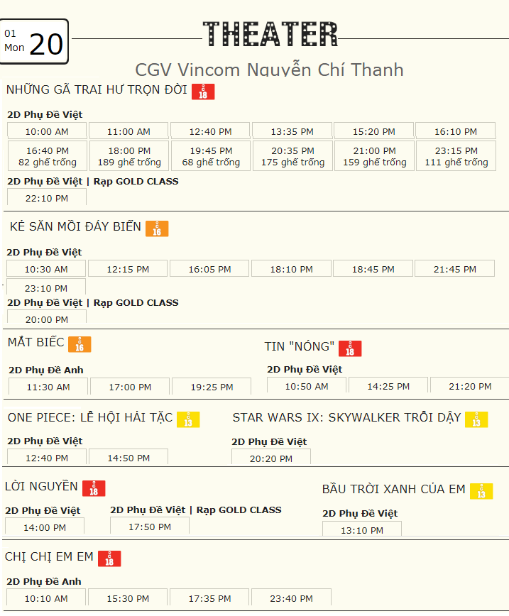 Lịch chiếu phim ngày mai (20/1) tại một số rạp CGV Hà Nội - Ảnh 5.