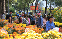Trưa 30 Tết Canh Tí, chợ hoa Sài Gòn đông nghẹt khách mua mai, đào, hướng dương bán rẻ như cho giữa lúc xe rác đã chờ dọn chợ