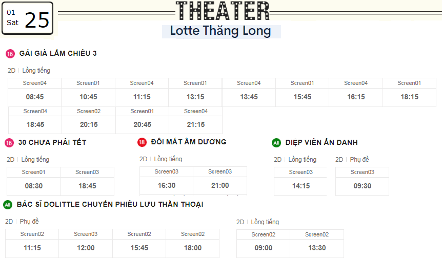 Lịch chiếu phim ngày mai (25/1) tại các rạp Lotte Hà Nội - Ảnh 4. Lịch chiếu phim ngày mai (25/1) tại các rạp Lotte Hà Nội - Ảnh 4.