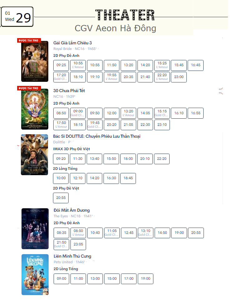 Lịch chiếu phim hôm nay (29/1) tại một số rạp CGV Hà Nội - Ảnh 4.