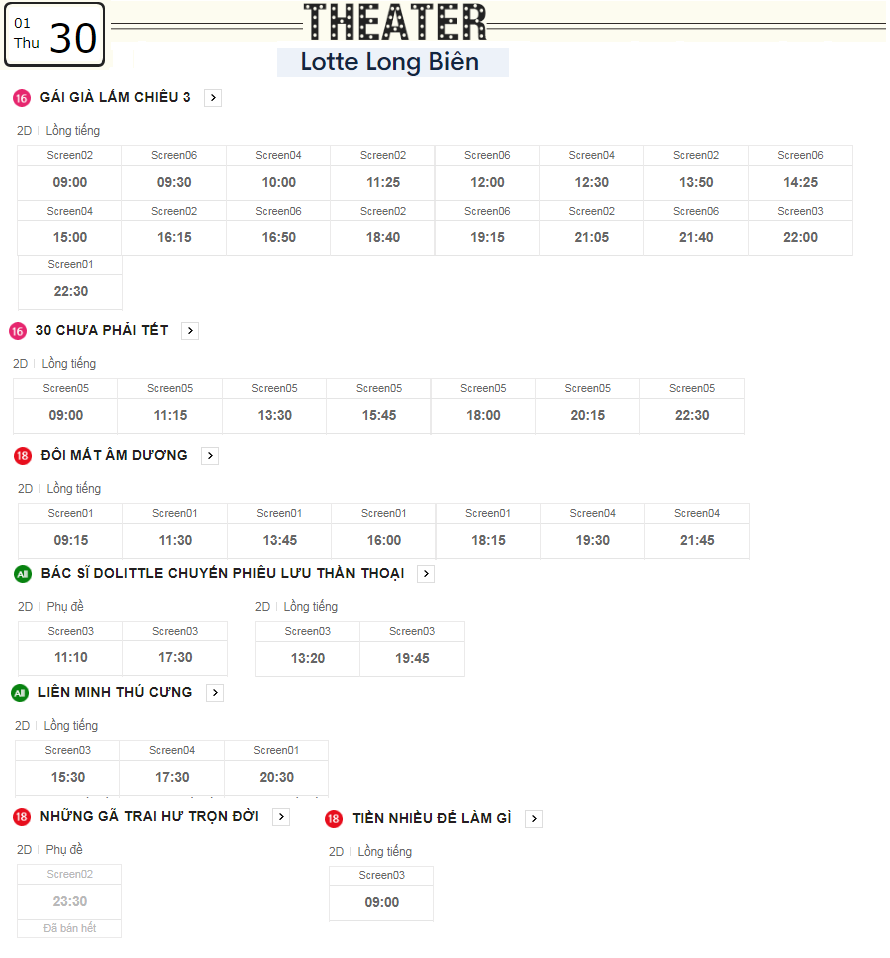 Lịch chiếu phim ngày mai (30/1) tại các rạp Lotte Hà Nội - Ảnh 5.