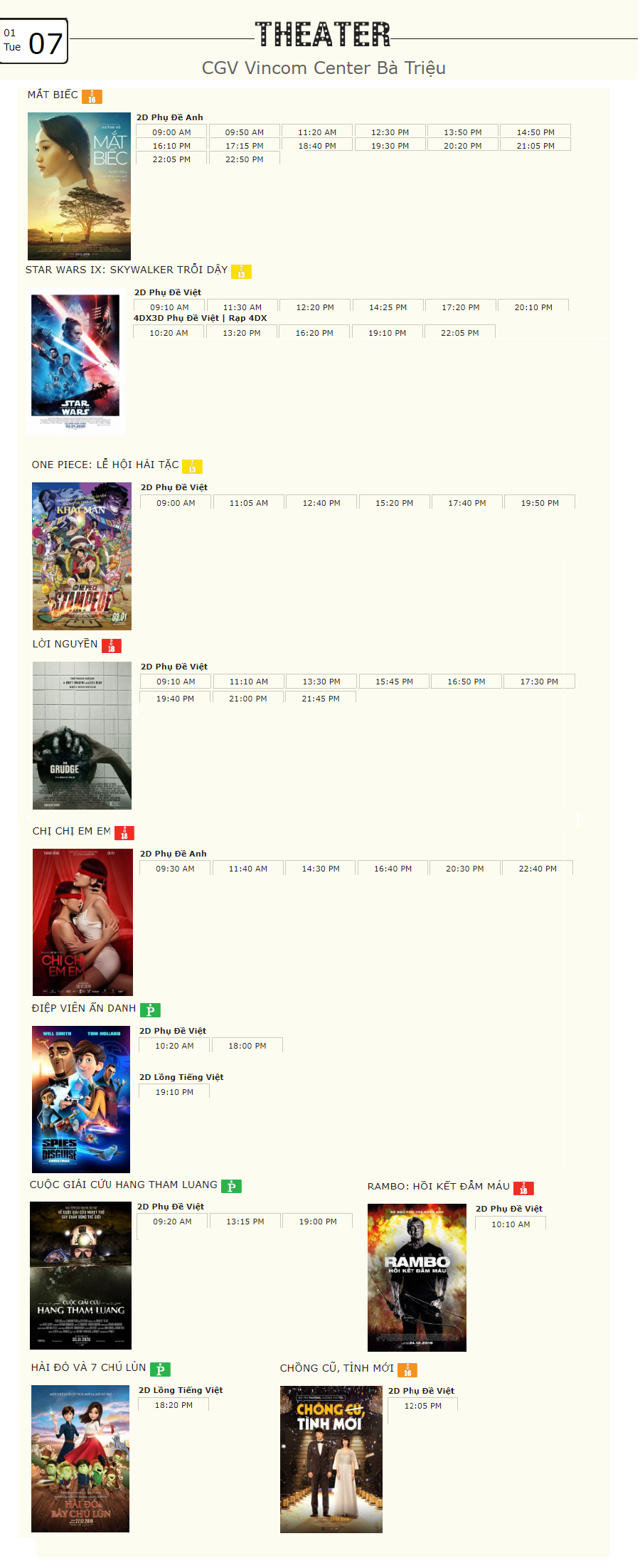 Lịch chiếu phim ngày mai (7/1) tại một số rạp CGV Hà Nội - Ảnh 2. Lịch chiếu phim ngày mai (7/1) tại một số rạp CGV Hà Nội - Ảnh 2.