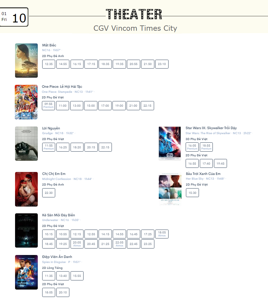 Lịch chiếu phim ngày mai (10/1) tại một số rạp CGV Hà Nội - Ảnh 7.
