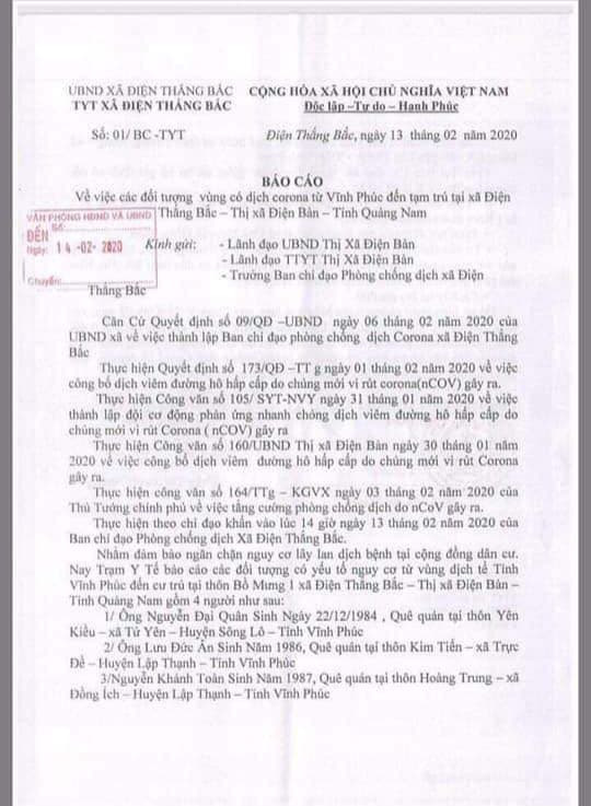 Quảng Nam đang cách li 4 người đến từ vùng dịch Covid-19 Vĩnh Phúc - Ảnh 2. Quảng Nam đang cách li 4 người đến từ vùng dịch Covid-19 Vĩnh Phúc - Ảnh 2.