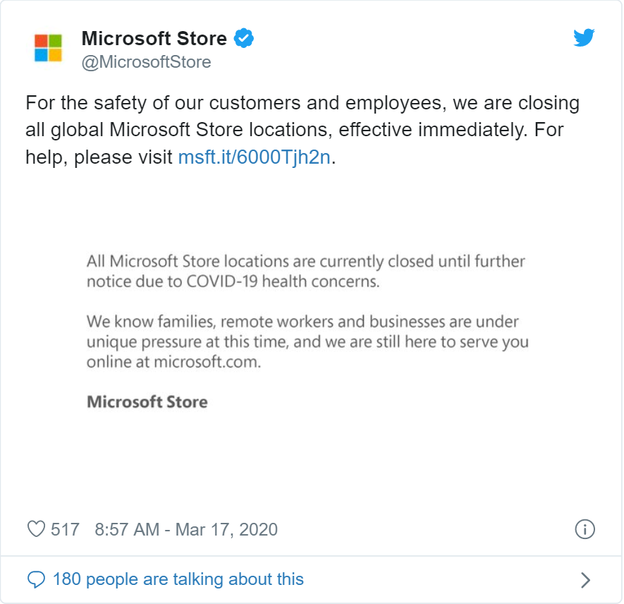 E ngại trước đại dịch Covid-19, Microsoft đóng cửa toàn bộ hệ thống bán lẻ - Ảnh 2. E ngại trước đại dịch Covid-19, Microsoft đóng cửa toàn bộ hệ thống bán lẻ - Ảnh 2.