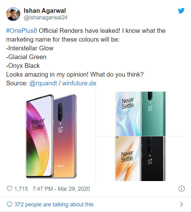 Rò rỉ màu sắc mới trên OnePlus 8 khiến Samsung Galaxy S20 trở nên lép vế - Ảnh 2. Rò rỉ màu sắc mới trên OnePlus 8 khiến Samsung Galaxy S20 trở nên lép vế - Ảnh 2.