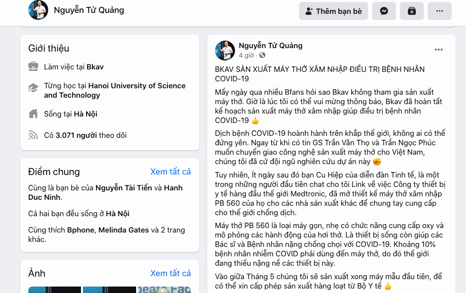 Ông Nguyễn Tử Quảng tuyên bố BKAV sẽ sản xuất máy thở chống dịch Covid - 19 - Ảnh 2. Ông Nguyễn Tử Quảng tuyên bố BKAV sẽ sản xuất máy thở chống dịch Covid - 19 - Ảnh 2.