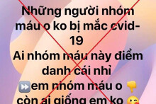 Phạt 10 triệu đồng người tung tin 'nhóm máu O không mắc Covid-19'