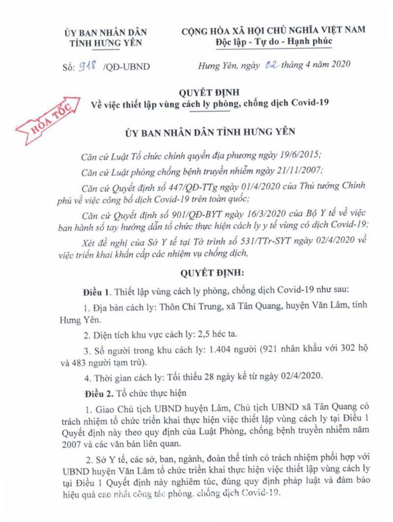 Có ca bệnh Covid-19, thôn 1.400 dân ở Hưng Yên bị cách li 28 ngày - Ảnh 1. Có ca bệnh Covid-19, thôn 1.400 dân ở Hưng Yên bị cách li 28 ngày - Ảnh 1.