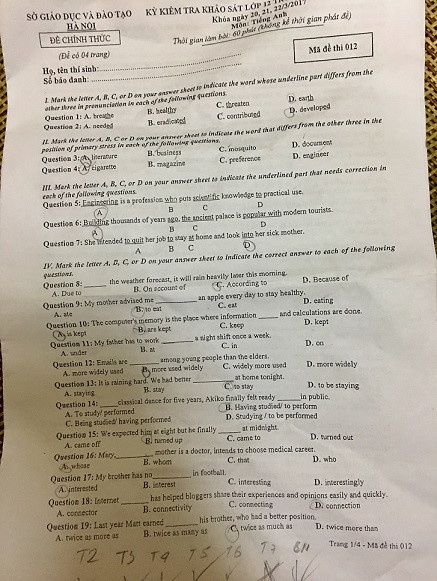 nhieu thi sinh tu tin gianh diem cao mon tieng anh