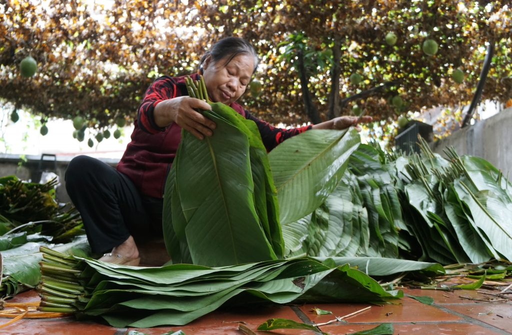 den tham ngoi lang ma moi nha deu goi ca van chiec banh chung dip tet
