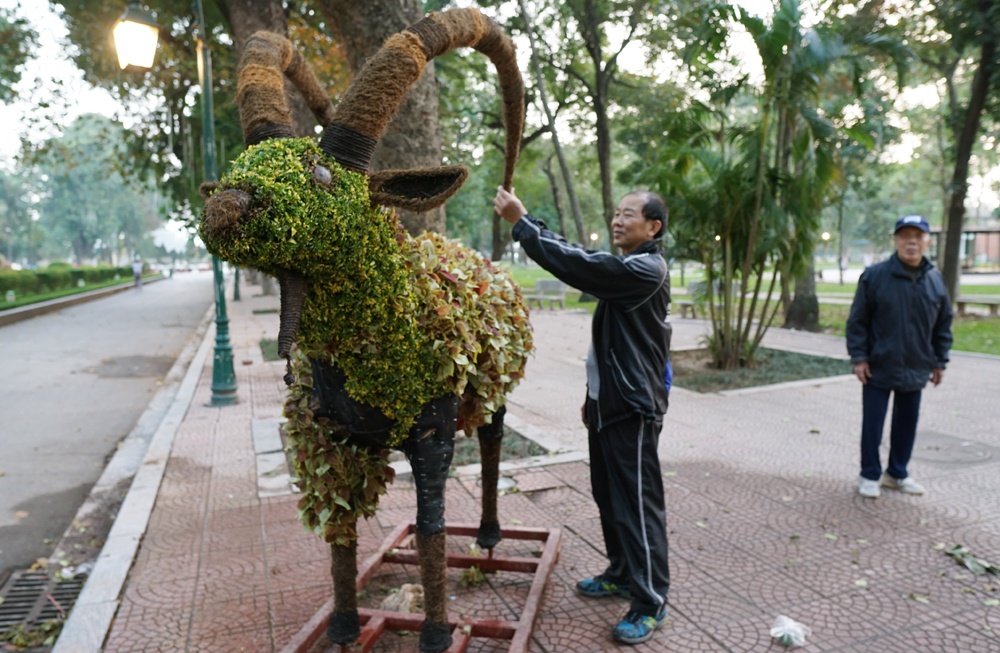 ngam 12 con giap lam bang cay hoa don tet mau tuat o ha noi