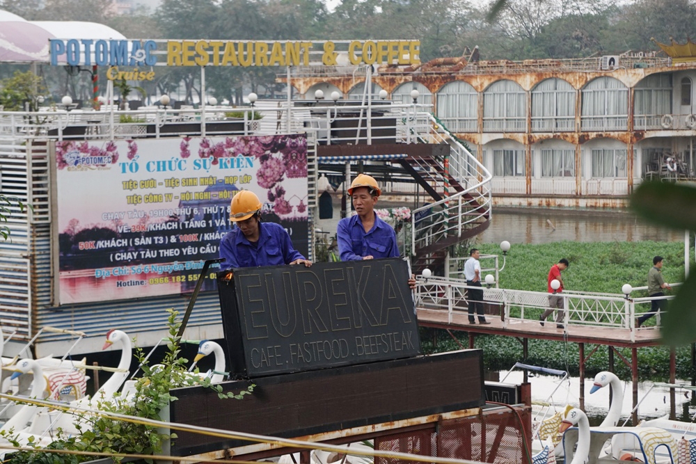 Hà Nội bắt đầu thực hiện cưỡng chế di dời bến thủy hồ Tây ha noi tien hanh cuong che di doi ben thuy ho tay