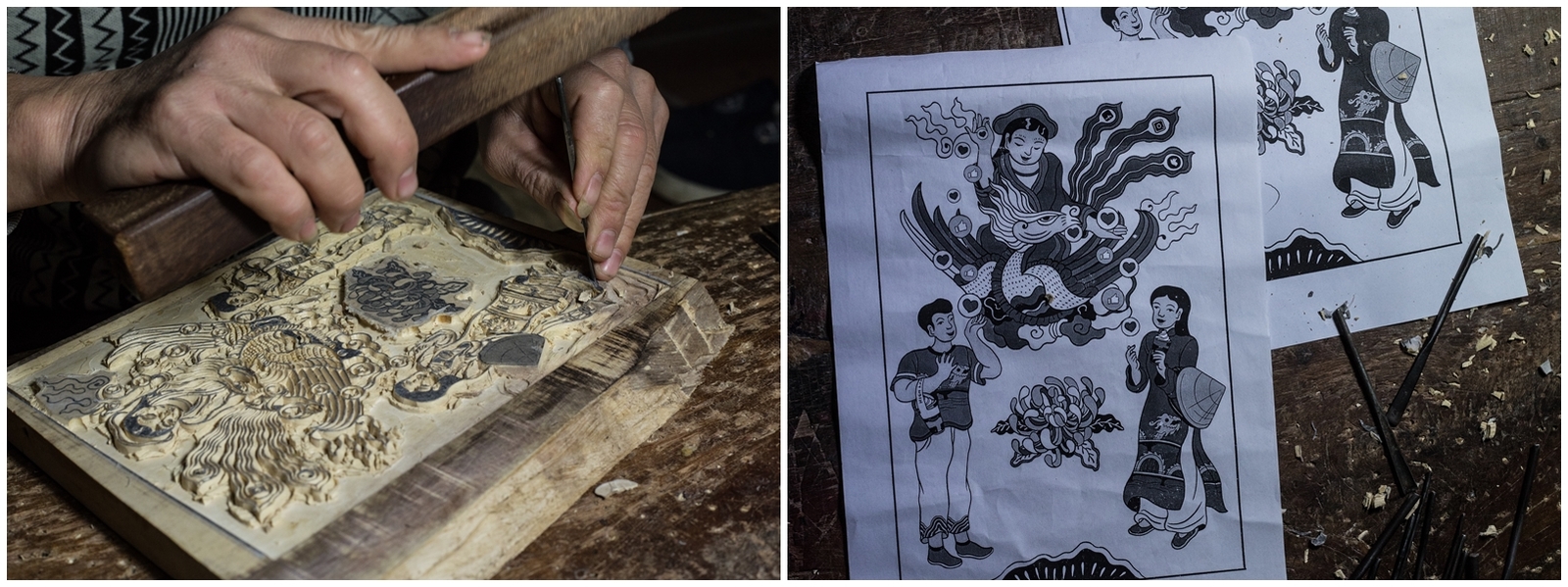lang tranh dong ho tren duong hoa than lang vang ma