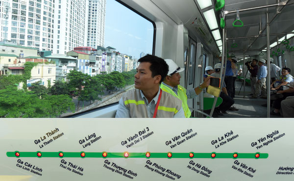 Toàn cảnh đoàn tàu đường sắt trên cao Cát Linh - Hà Đông toan canh doan tau duong sat tren cao cat linh ha dong