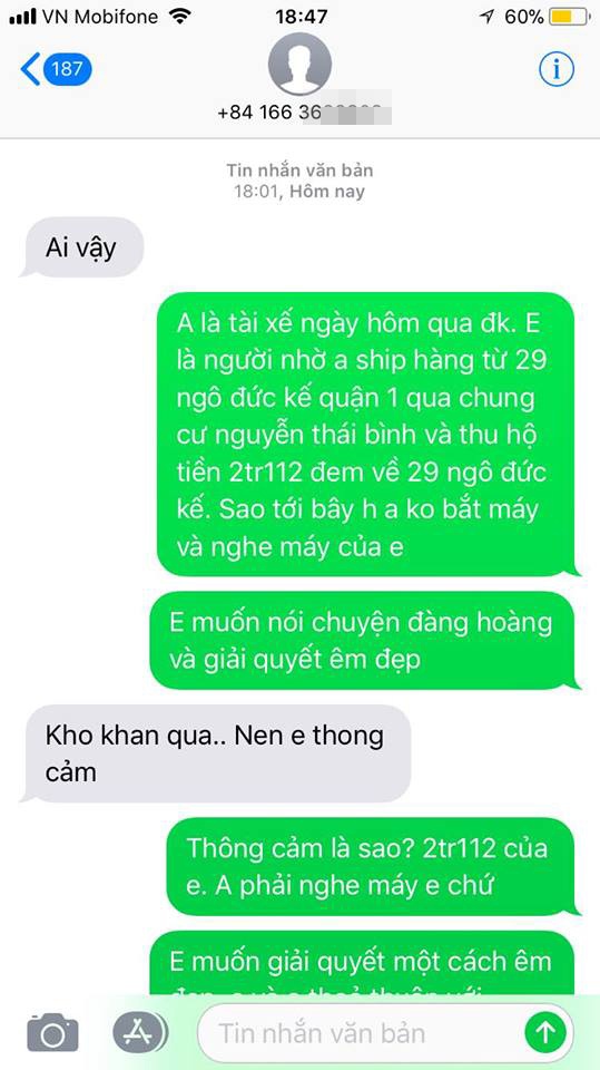 tai xe uber bi to lay tien cua nguoi nho di giao hang roi bo tron