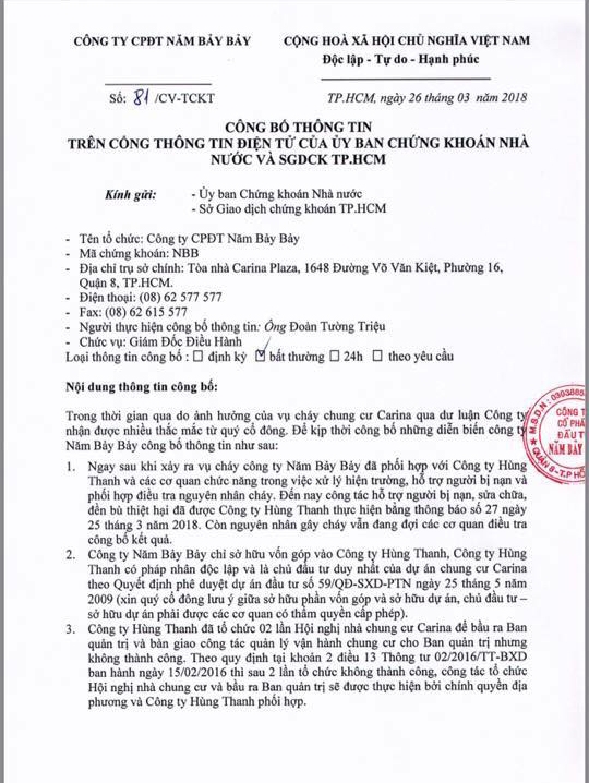cong ty nam bay bay phu nhan la chu dau tu chung cu carina plaza dua cong ty con ra lam tot thi