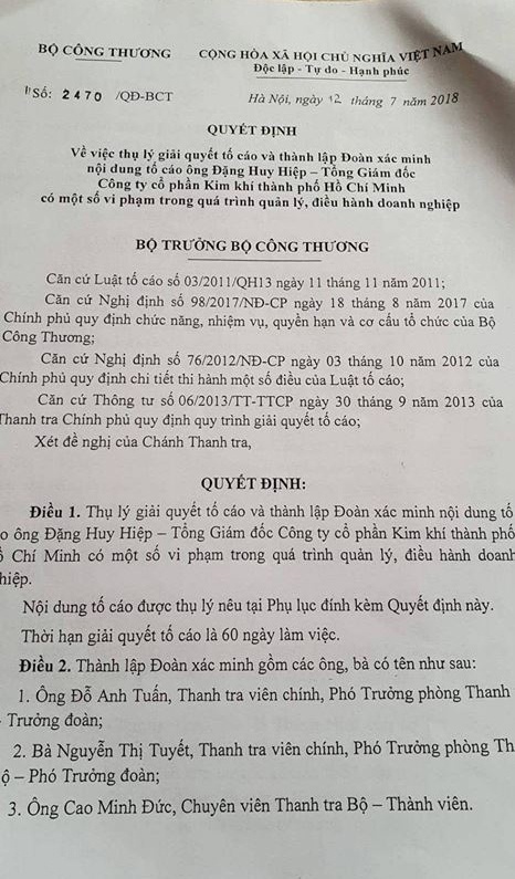 Thanh tra Bộ Công thương vào cuộc vụ Công ty Kim Khí bán đất công cho Tập đoàn Đất Xanh bo cong thuong tiep nhan ho so to cao vu cong ty kim khi ban dat cong trai phep cho tap doan dat xanh
