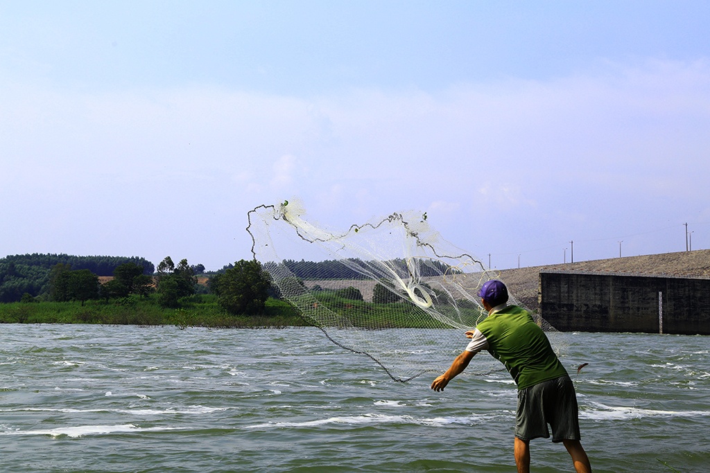 dan lieu minh bat ca duoi dong nuoc xiet khi thuy dien xa lu