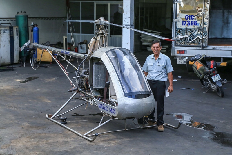 Cận cảnh chiếc trực thăng 'made in Việt Nam' do kỹ sư ở Bình Dương tự chế can canh chiec truc thang made in viet nam do ky su o binh duong tu che