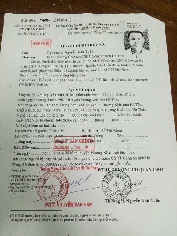 toi pham truy na dac biet chong tra cong an khi bi bat