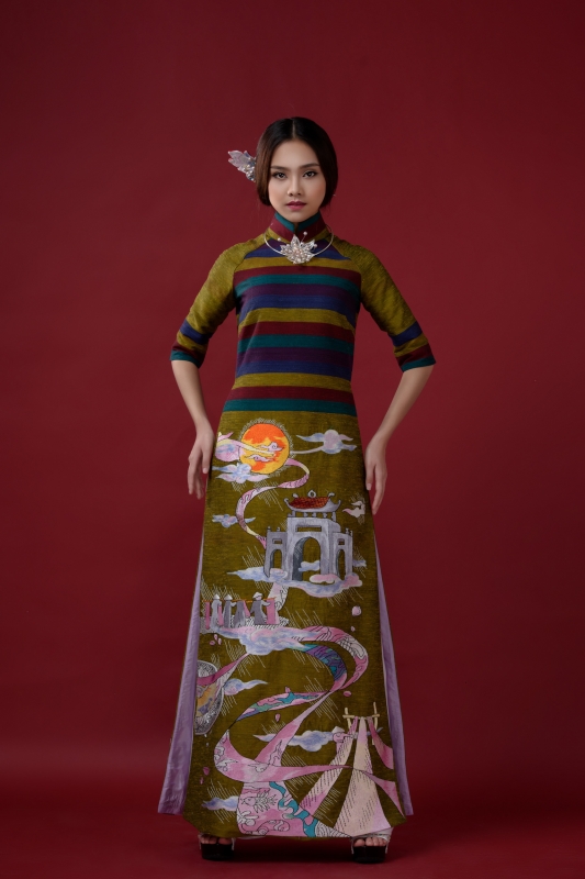 ngam pho co ha noi qua bst ao dai cong lang