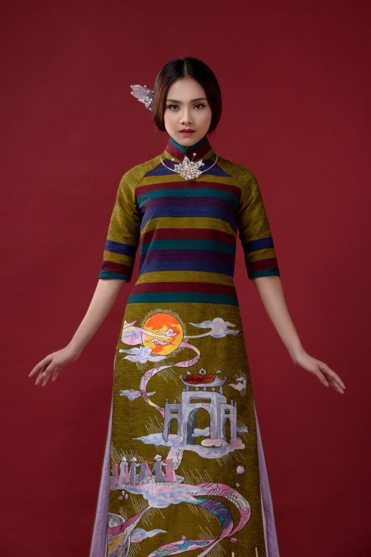ngam pho co ha noi qua bst ao dai cong lang