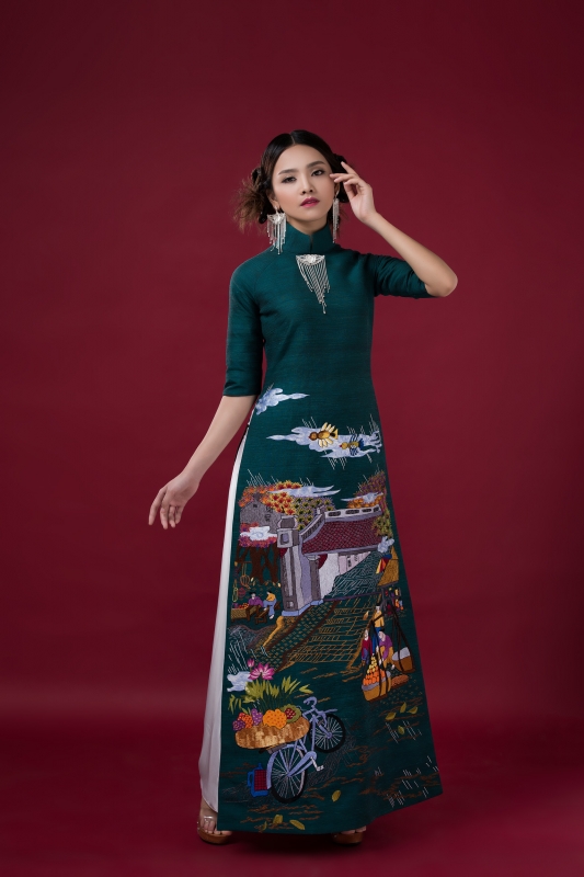 ngam pho co ha noi qua bst ao dai cong lang