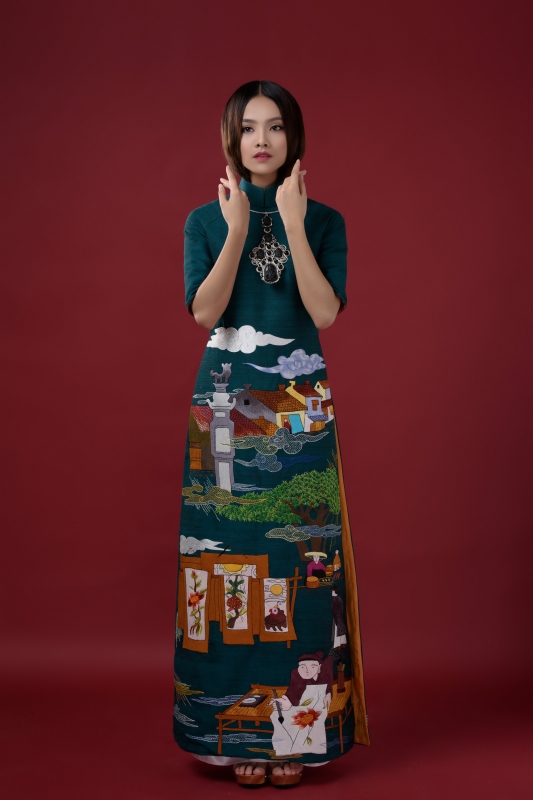 ngam pho co ha noi qua bst ao dai cong lang