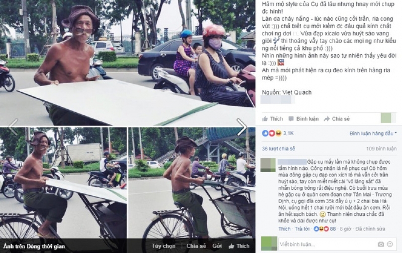 cu ong rau trang quanh nam coi tran dap xich lo noi tieng ha thanh