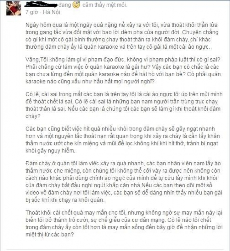 co gai dung ao nguc lam vu khi chong doc thoat khoi dam chay len tieng