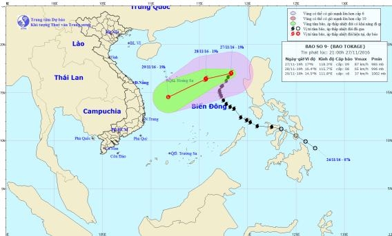 bao so 9 giat cap 12 lai de doa cac tinh mien trung