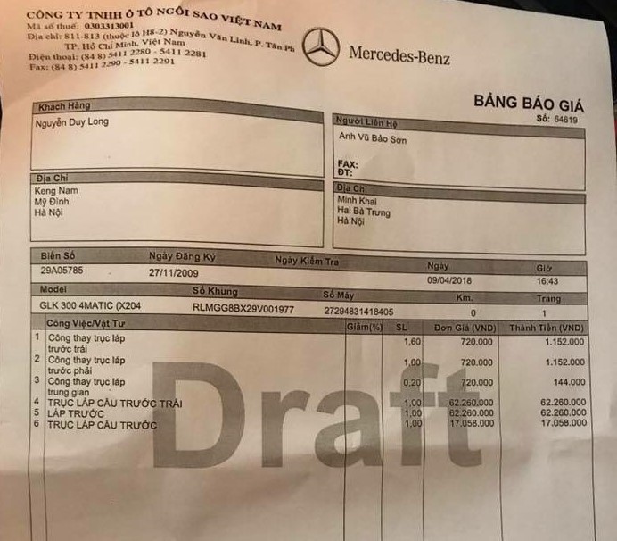 dai ly mercedes benz bao gia sua xe dat hon tram lan ben ngoai