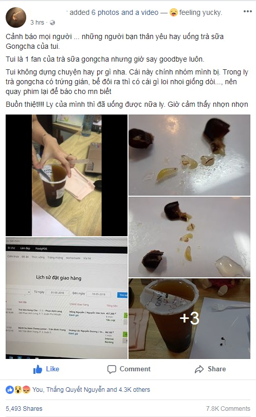 vu tra tra sua bi to co di vat gongcha xin loi khach hang