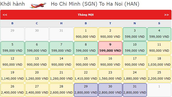 gia ve may bay tet 2019 dang tang manh