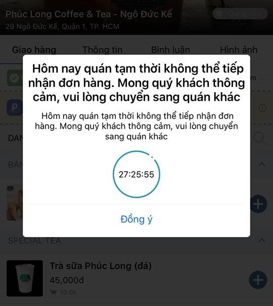 phuc long ngung ban tren now vi shipper va nhan vien danh nhau