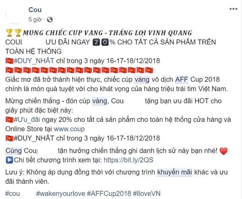 bao khuyen mai an theo giai vo dich aff cup khach ten park hang seo anh duc duoc giam den 100 gia phong o da lat
