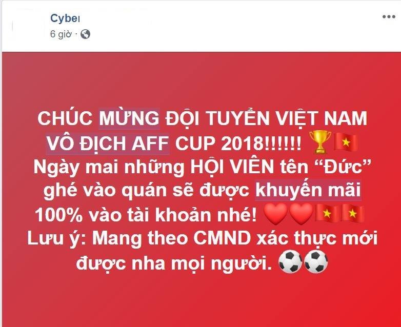 bao khuyen mai an theo giai vo dich aff cup khach ten park hang seo anh duc duoc giam den 100 gia phong o da lat