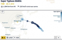 sieu bao maria tien ve dao dai loan voi toc do 190 kmh