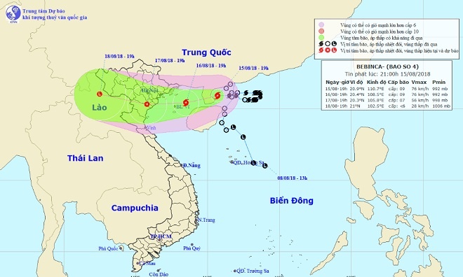 tin cap nhat bao so 4 bebinca da vao vinh bac bo canh bao lu vung nui yen bai