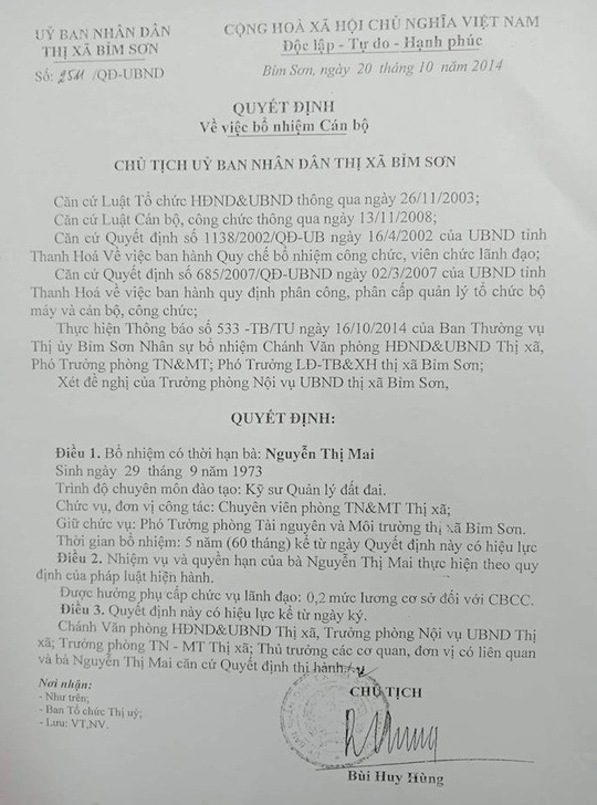thanh hoa uu ai bo nhiem nu pho phong thieu nhieu tieu chuan